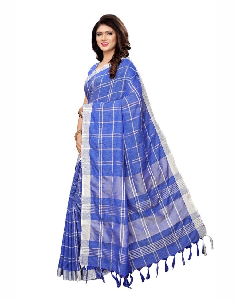 Blue Coloured Poly Linen Woven Saree | Sudathi