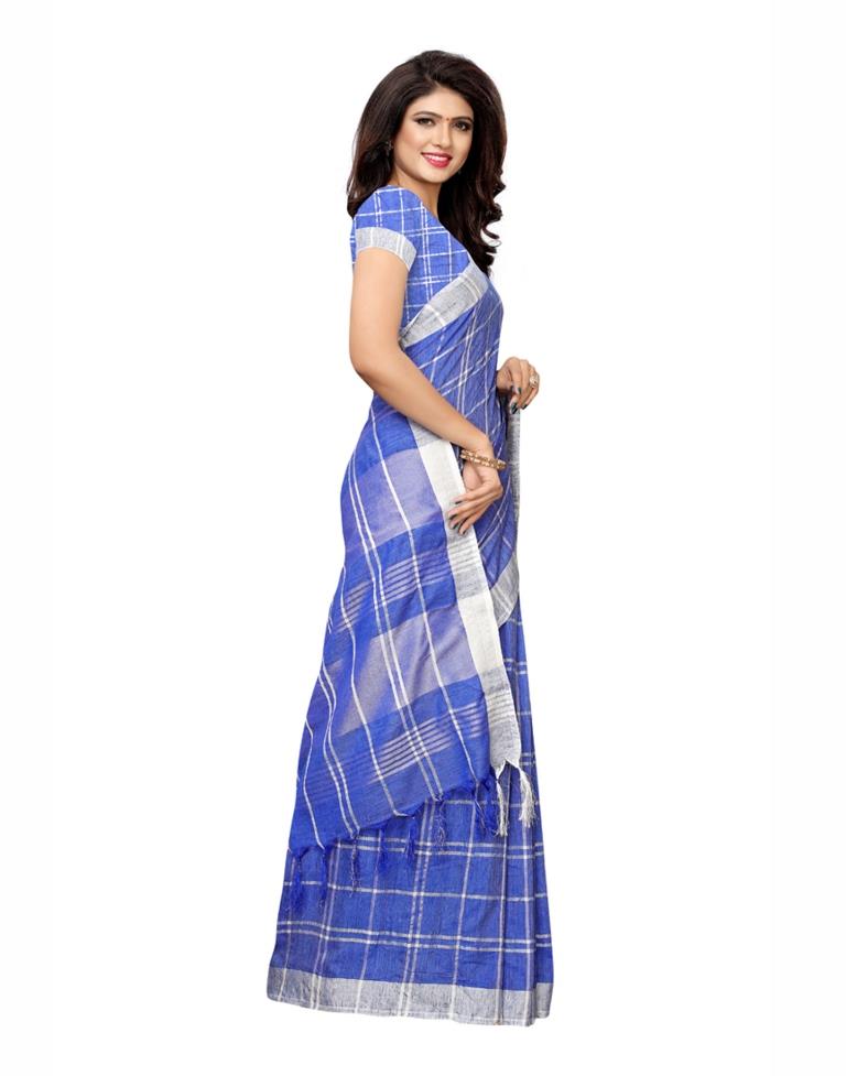 Blue Coloured Poly Linen Woven Saree | Sudathi