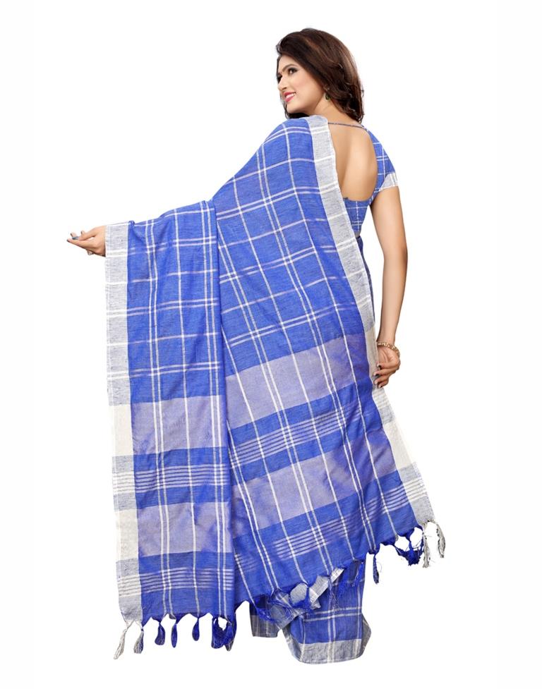 Blue Coloured Poly Linen Woven Saree | Sudathi