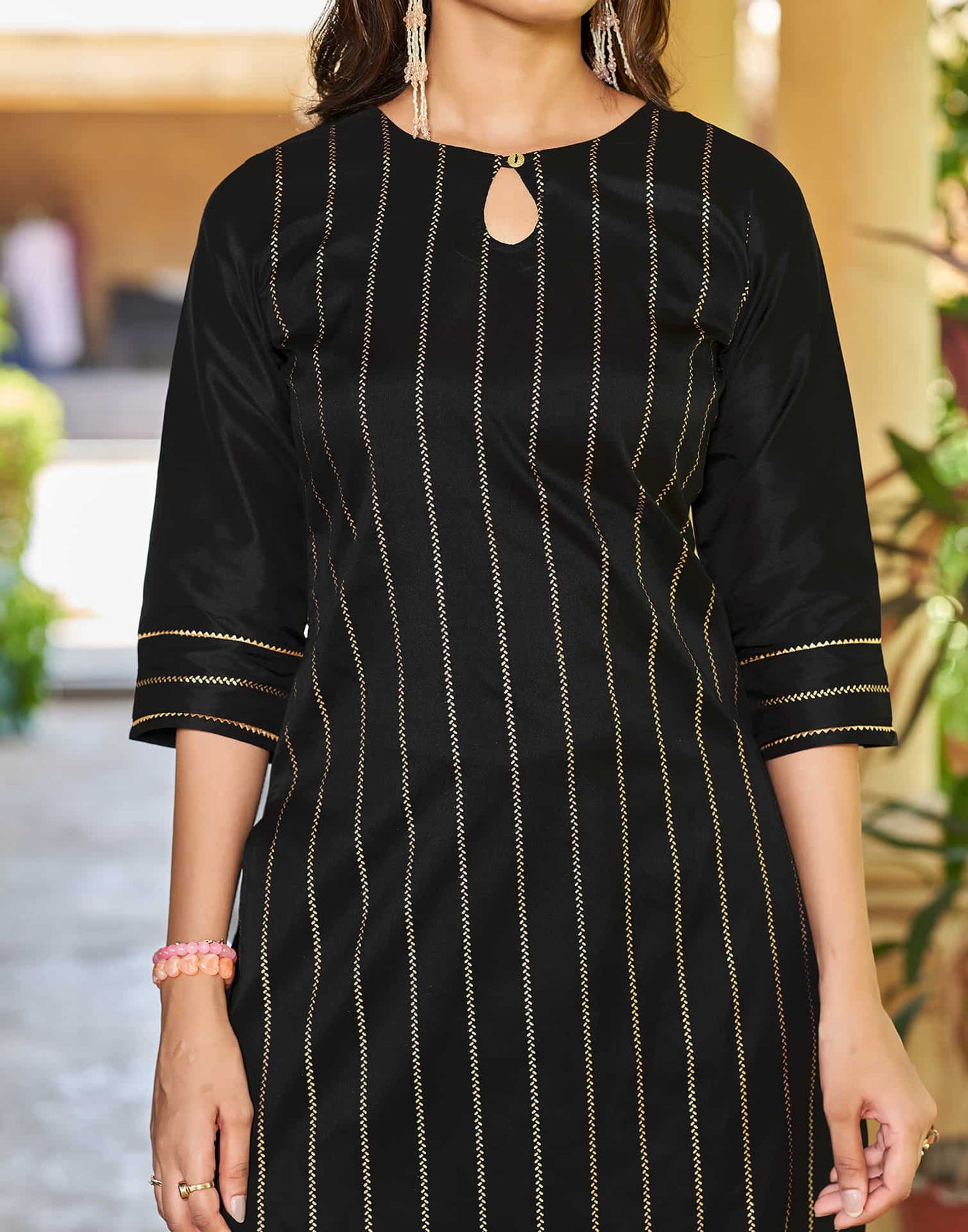 Black Printed Rayon Straight Kurta With Pant And Dupatta