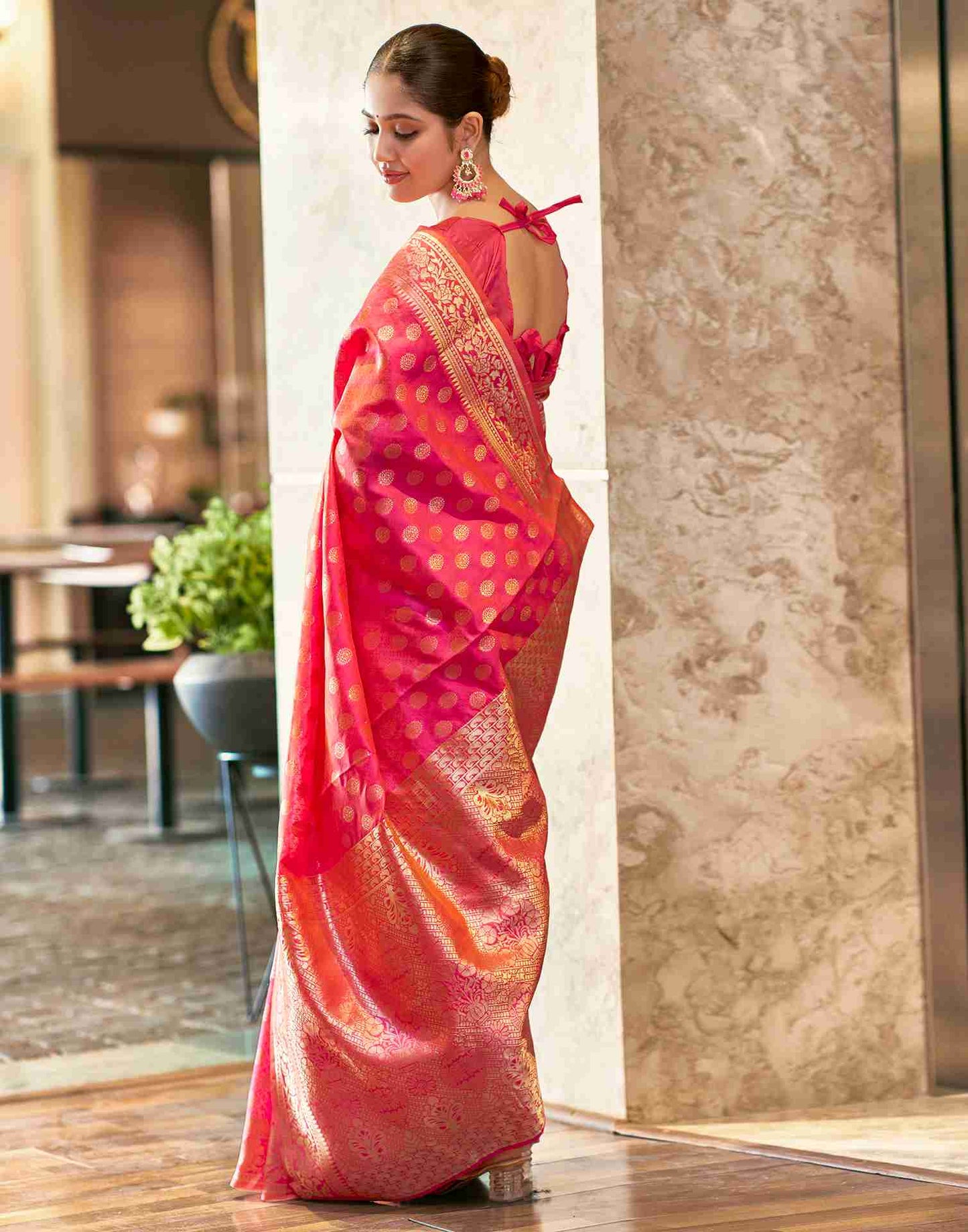 Pink Silk Weaving Saree
