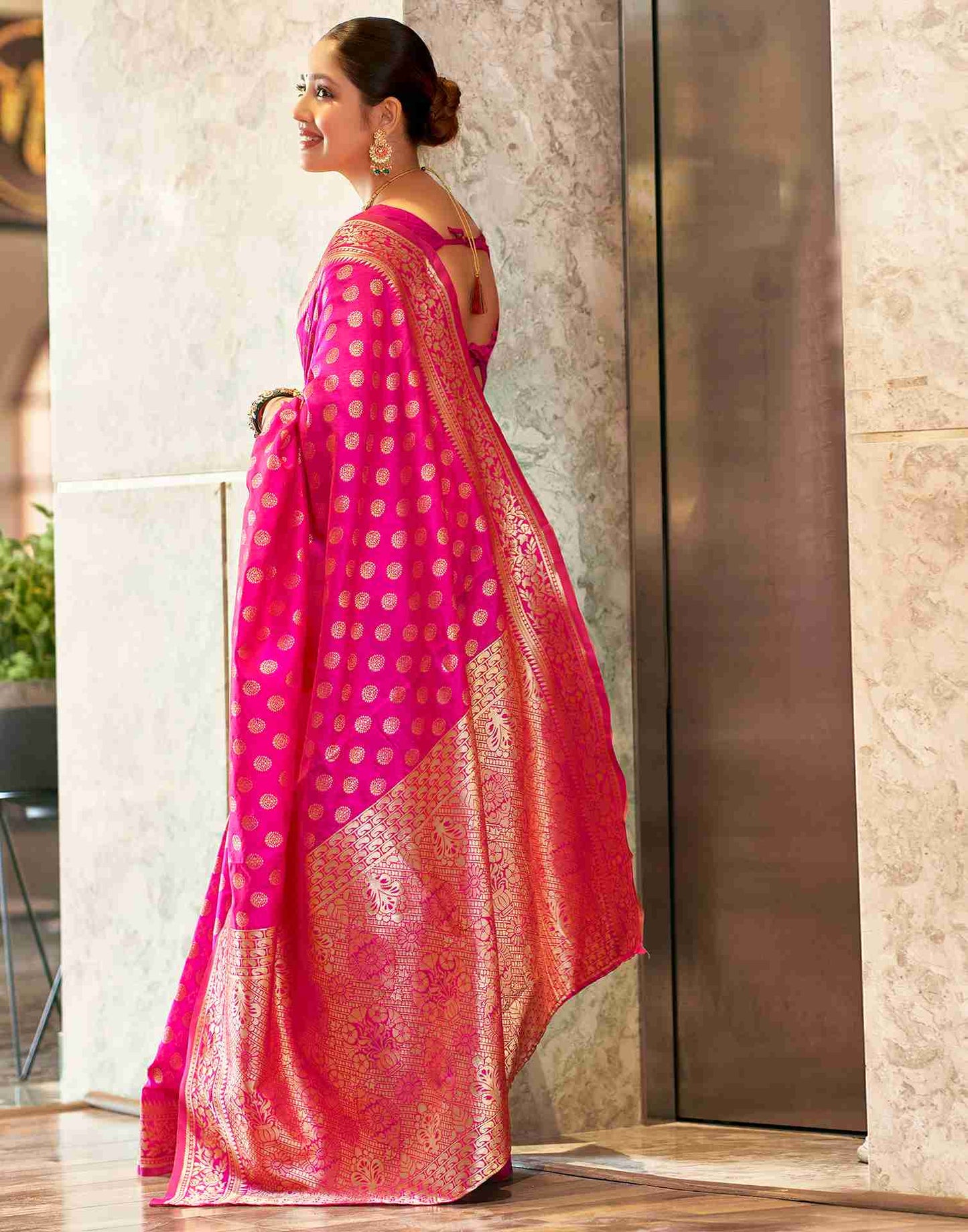 Rani Pink Banarasi sILK Saree