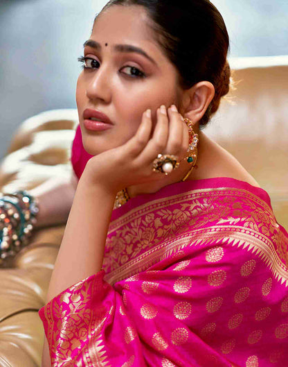Rani Pink Banarasi sILK Saree