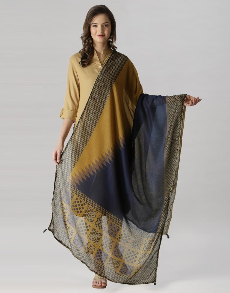 Blue Coloured Cotton Printed Dupatta | Sudathi