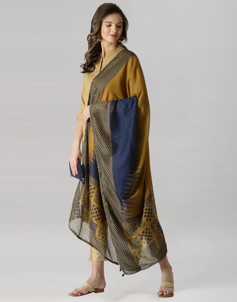 Blue Coloured Cotton Printed Dupatta | Sudathi