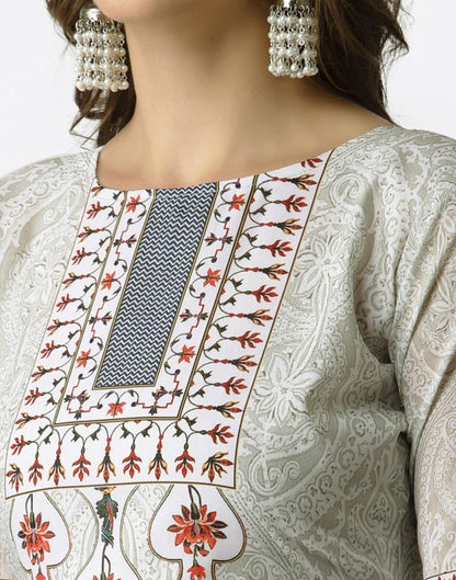 Aesthetic Off White Cotton Printed Unstitched Salwar Suit | Sudathi