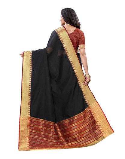 Black Coloured Cotton Silk Woven Design Partywear saree | Sudathi