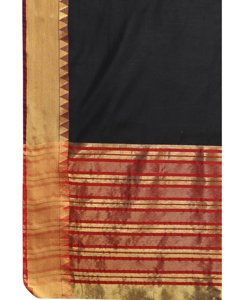 Black Coloured Cotton Silk Woven Design Partywear saree | Sudathi