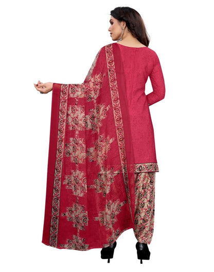 Breezy Cherry Pink Printed Unstitched Salwar Suit | Sudathi