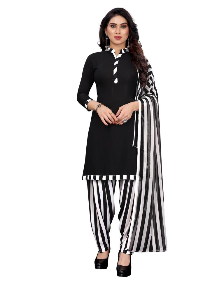 Eye Catching Black Printed Unstitched Salwar Suit | Sudathi