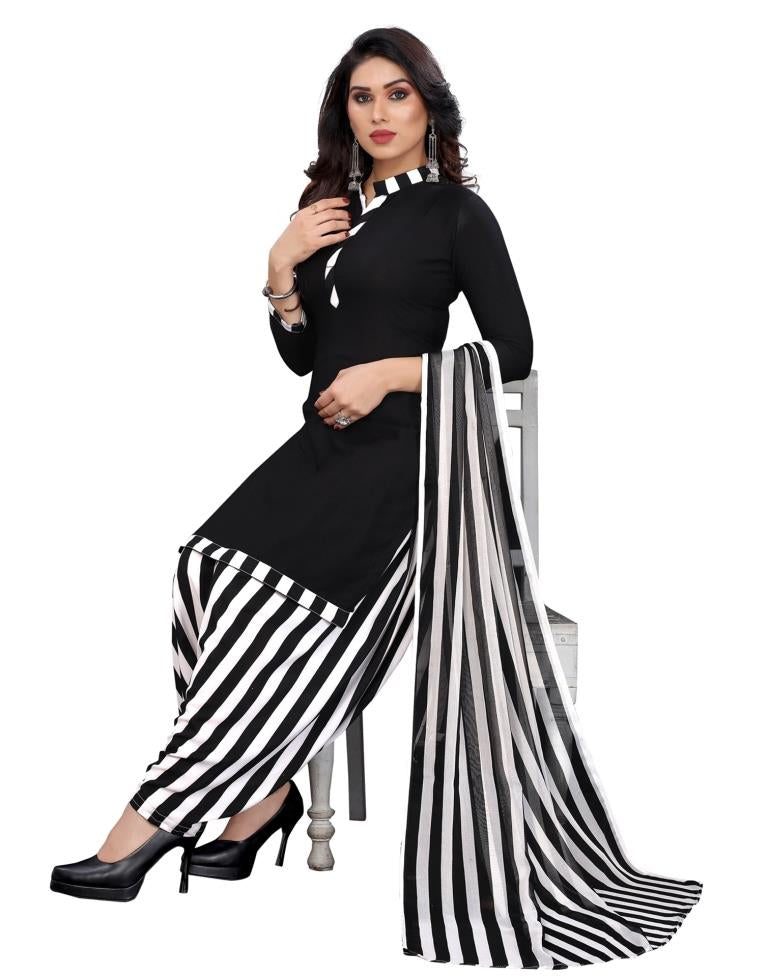 Eye Catching Black Printed Unstitched Salwar Suit | Sudathi