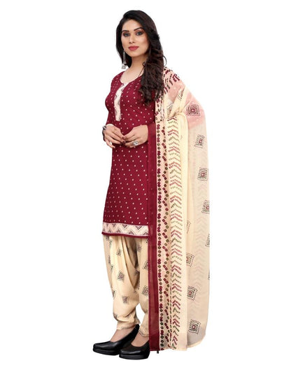 Delusive Maroon Printed Unstitched Salwar Suit | Sudathi