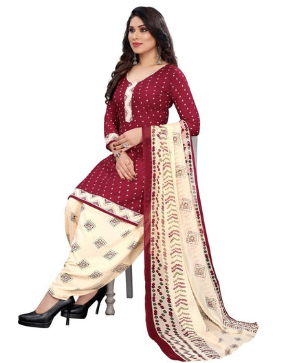 Delusive Maroon Printed Unstitched Salwar Suit | Sudathi