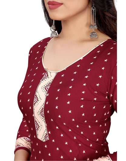 Delusive Maroon Printed Unstitched Salwar Suit | Sudathi