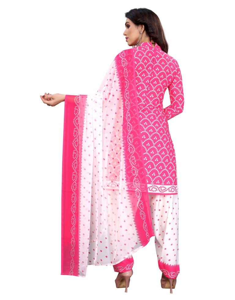 Immaculate Pink Bandhani Printed Unstitched Salwar Suit | Sudathi