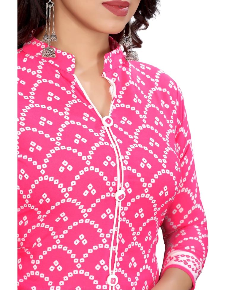 Immaculate Pink Bandhani Printed Unstitched Salwar Suit | Sudathi