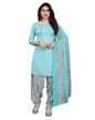 Blooming Aqua Blue Printed Unstitched Salwar Suit | Sudathi