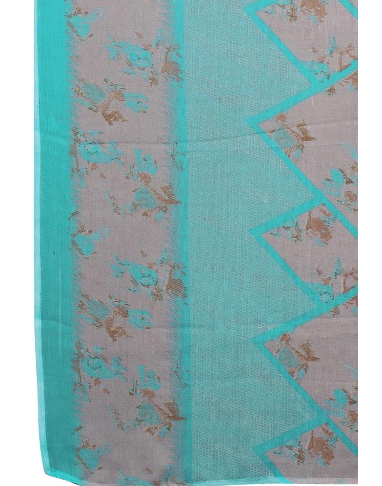 Blooming Aqua Blue Printed Unstitched Salwar Suit | Sudathi