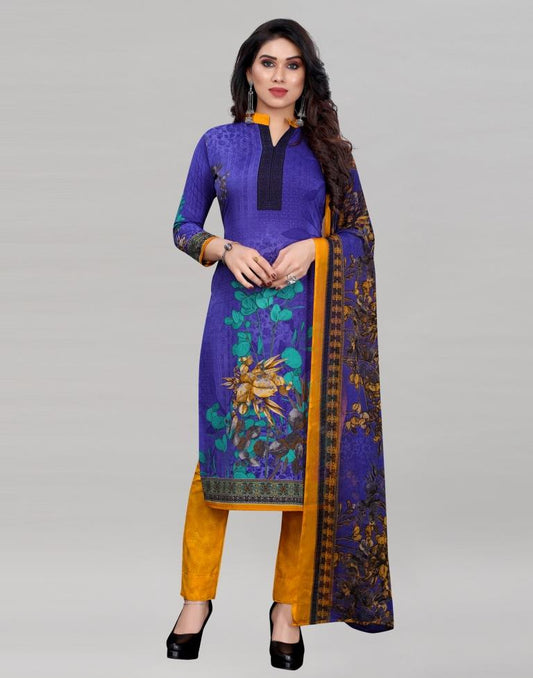 Enigmatic Purple Printed Unstitched Salwar Suit | Sudathi