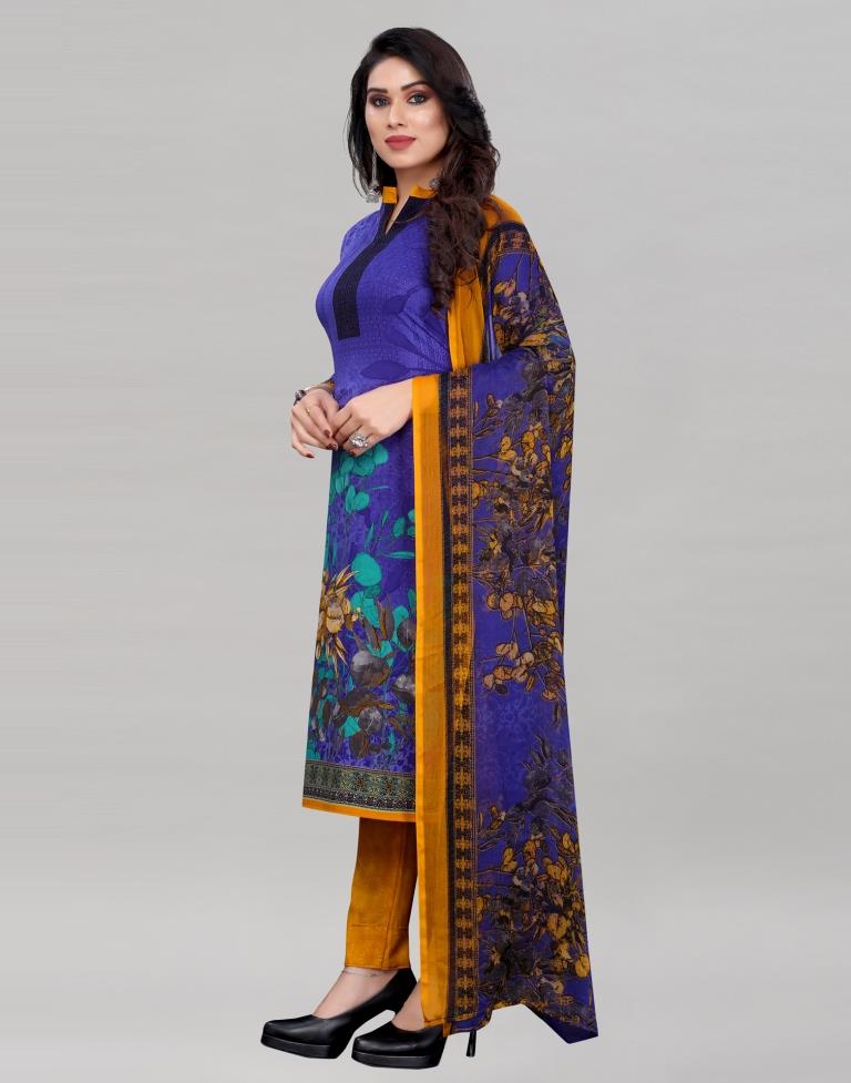 Enigmatic Purple Printed Unstitched Salwar Suit | Sudathi