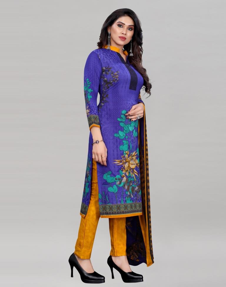 Enigmatic Purple Printed Unstitched Salwar Suit | Sudathi