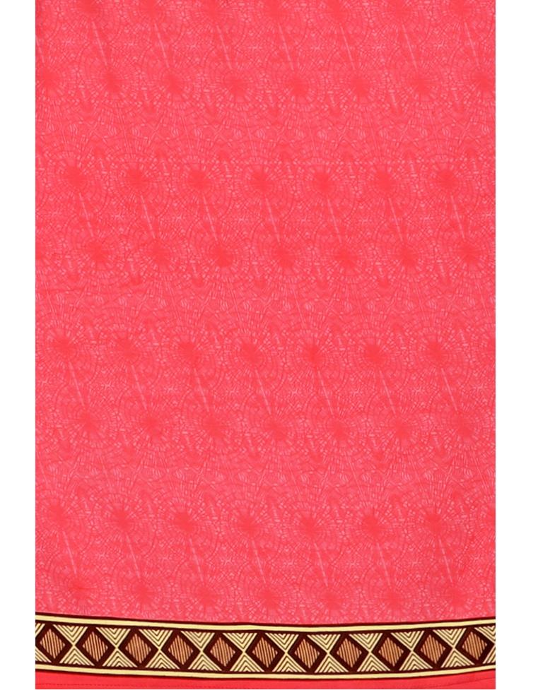 Vintage Watermelon Pink Printed Unstitched Salwar Suit | Sudathi