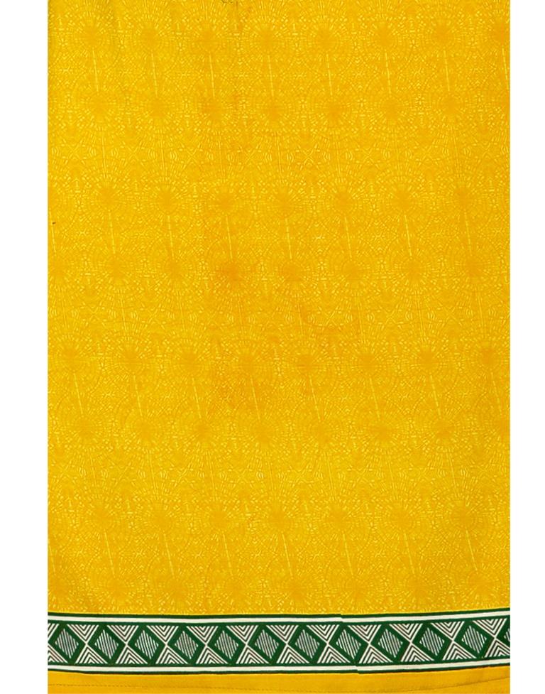 Gleaming Yellow Printed Unstitched Salwar Suit | Sudathi