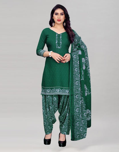 Green Printed Unstitched Salwar Suit | Sudathi