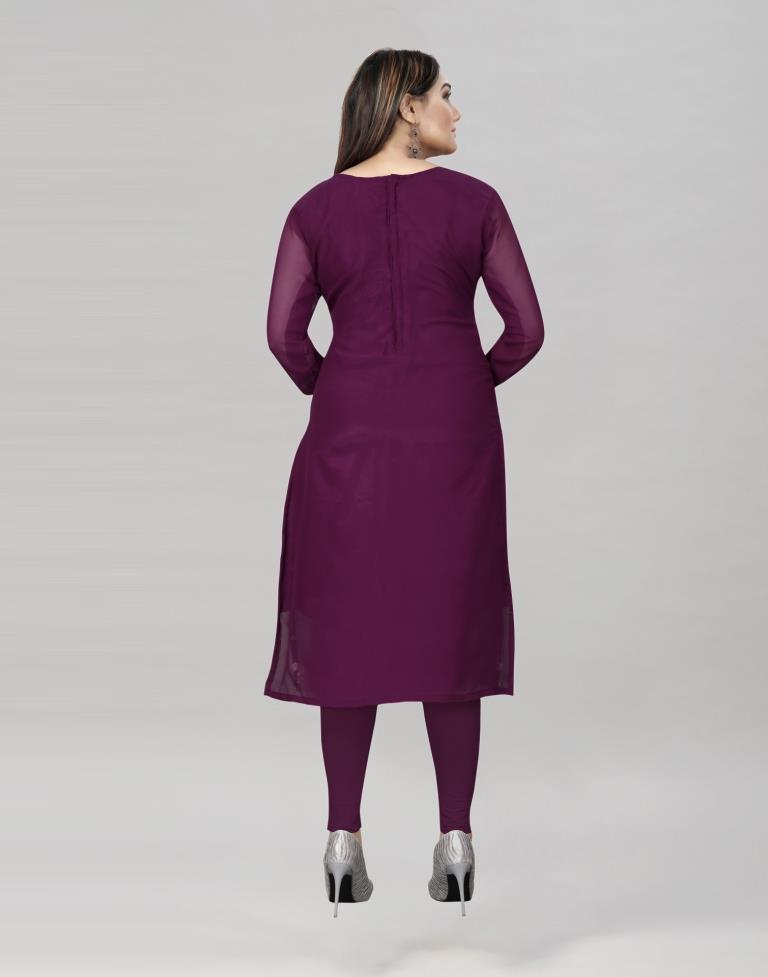 Flamboyant Wine Georgette Embroidered Unstitched Salwar Suit | Sudathi