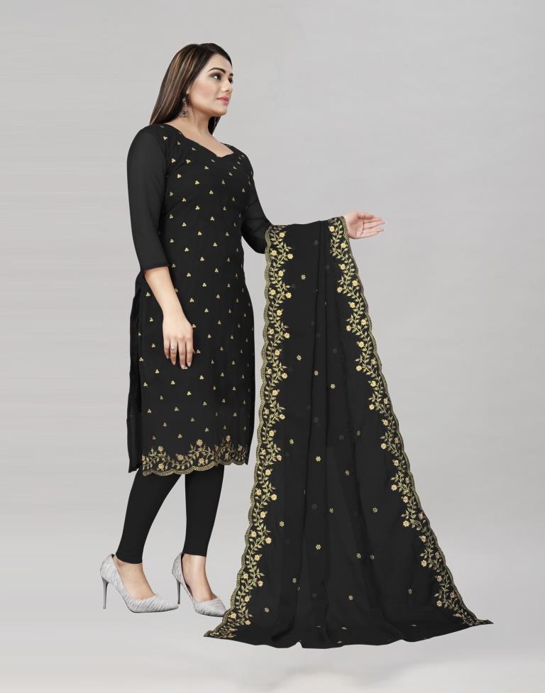 Epitome Black Georgette Embroidered Unstitched Salwar Suit | Sudathi
