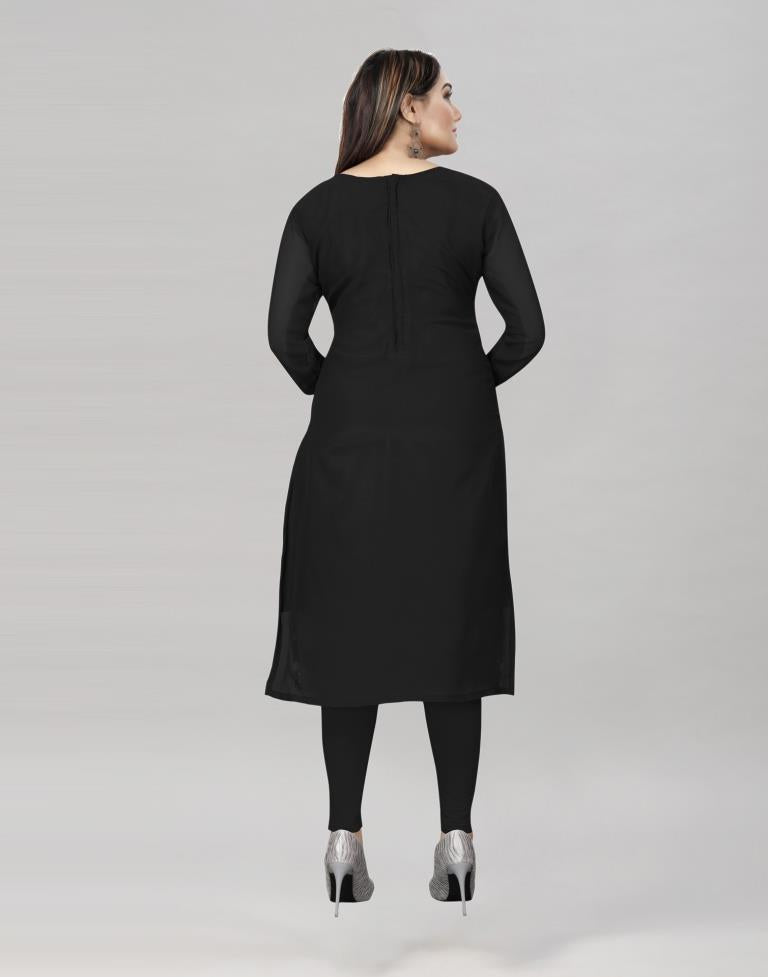 Epitome Black Georgette Embroidered Unstitched Salwar Suit | Sudathi