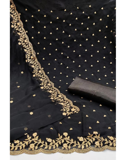 Epitome Black Georgette Embroidered Unstitched Salwar Suit | Sudathi