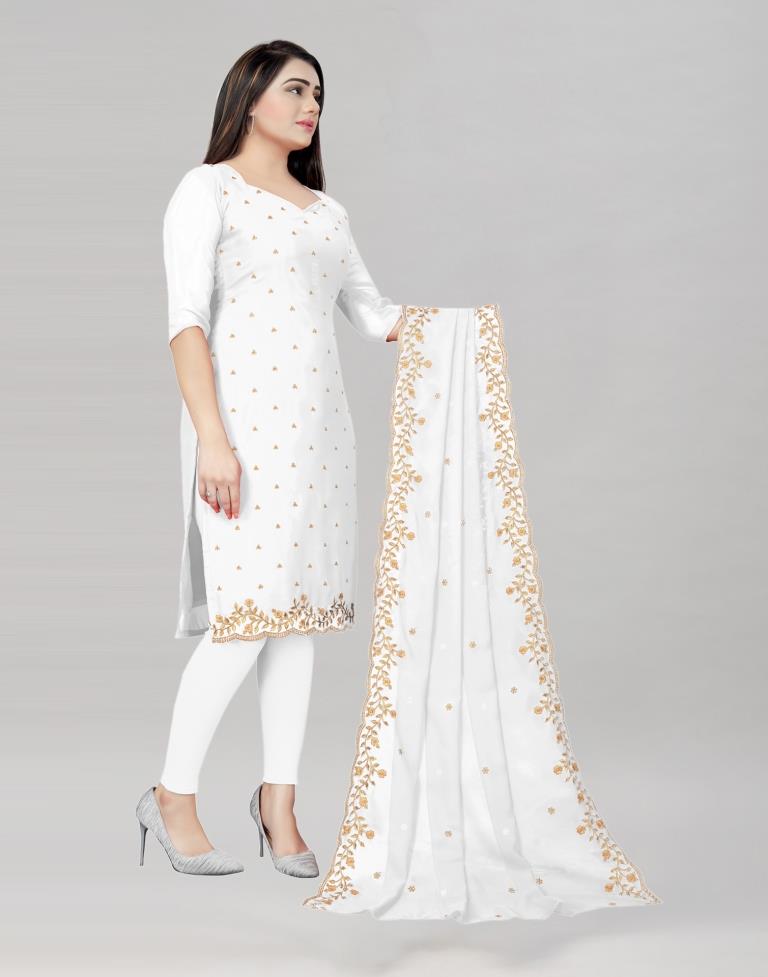 Whimsical Blue Georgette Embroidered Unstitched Salwar Suit | Sudathi