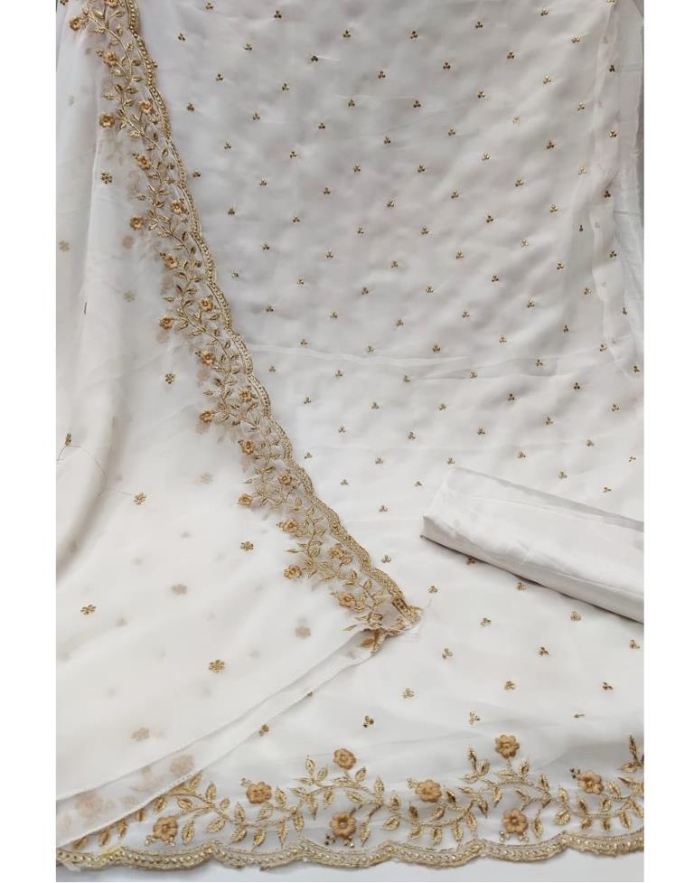 Whimsical Blue Georgette Embroidered Unstitched Salwar Suit | Sudathi