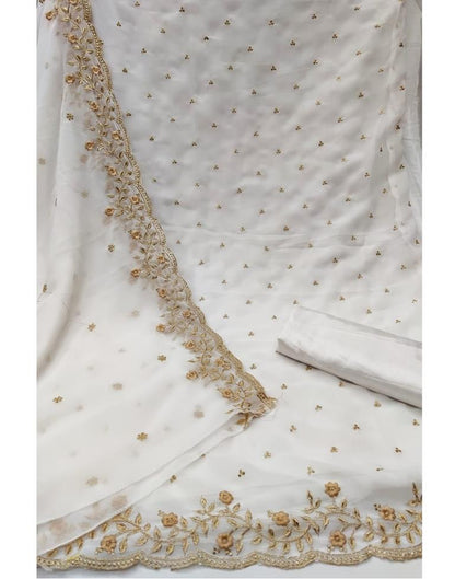 Whimsical Blue Georgette Embroidered Unstitched Salwar Suit | Sudathi