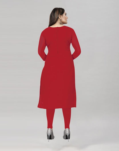 Lustrous Red Georgette Embroidered Unstitched Salwar Suit | Sudathi