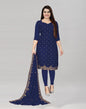 Choicest Navy Blue Georgette Embroidered Unstitched Salwar Suit | Sudathi