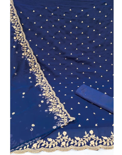 Choicest Navy Blue Georgette Embroidered Unstitched Salwar Suit | Sudathi