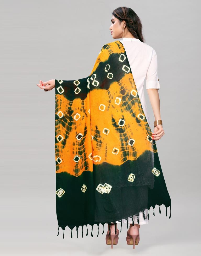Mustard Yellow Coloured Cotton Bandhani Printed Dupatta | Sudathi