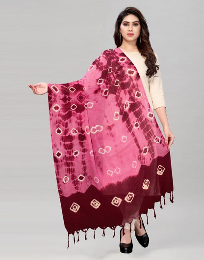 Punch Pink Coloured Cotton Bandhani Printed Dupatta | Sudathi