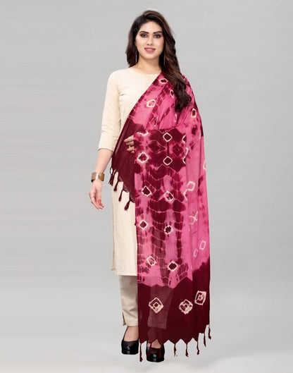 Punch Pink Coloured Cotton Bandhani Printed Dupatta | Sudathi
