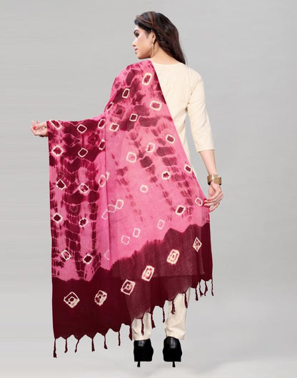 Punch Pink Coloured Cotton Bandhani Printed Dupatta | Sudathi