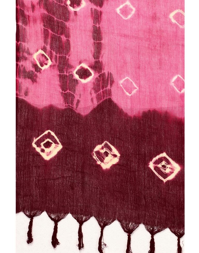Punch Pink Coloured Cotton Bandhani Printed Dupatta | Sudathi