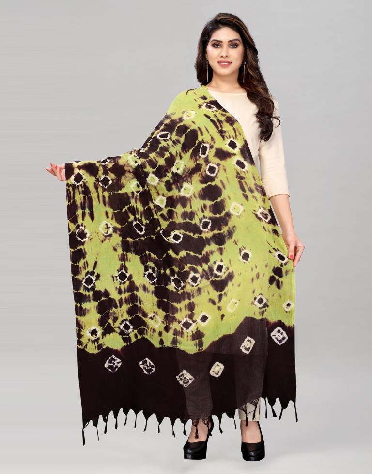 Dark Brown Coloured Cotton Bandhani Printed Dupatta | Sudathi
