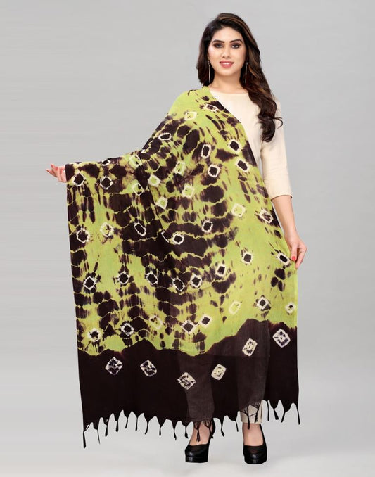 Dark Brown Coloured Cotton Bandhani Printed Dupatta | Sudathi