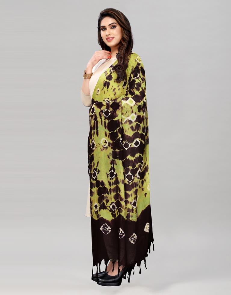 Dark Brown Coloured Cotton Bandhani Printed Dupatta | Sudathi
