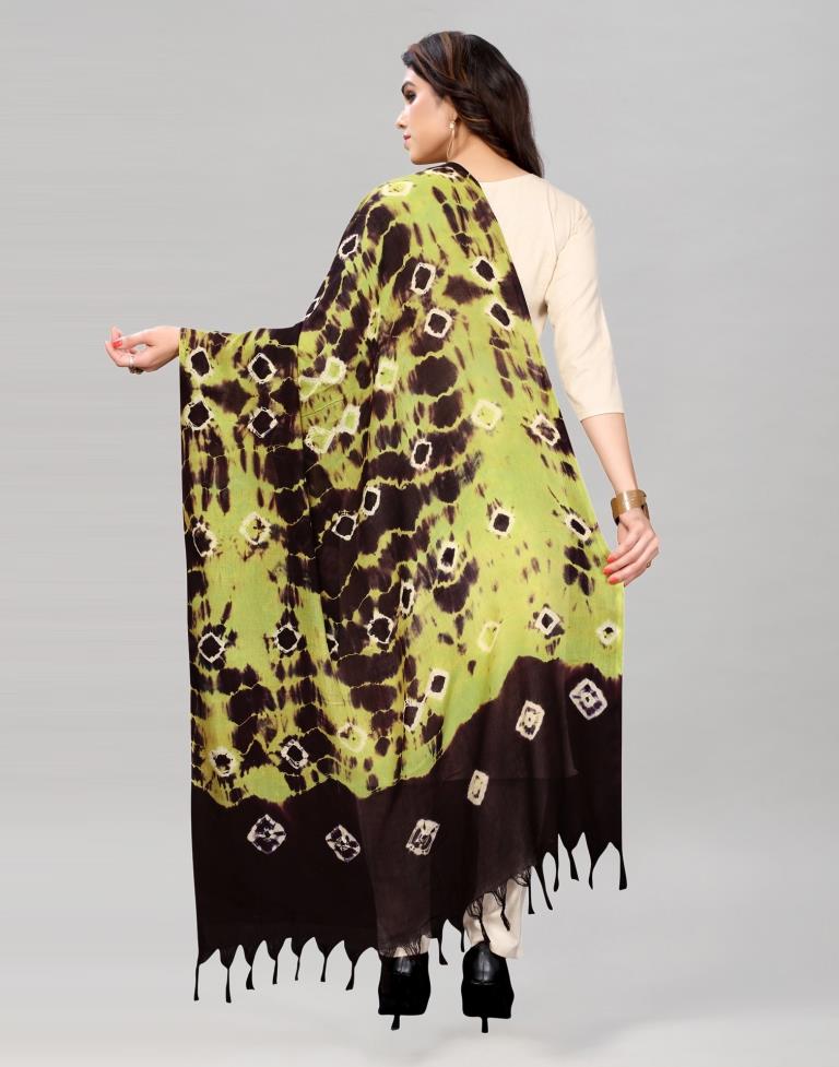 Dark Brown Coloured Cotton Bandhani Printed Dupatta | Sudathi