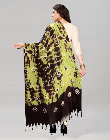 Dark Brown Coloured Cotton Bandhani Printed Dupatta | Sudathi