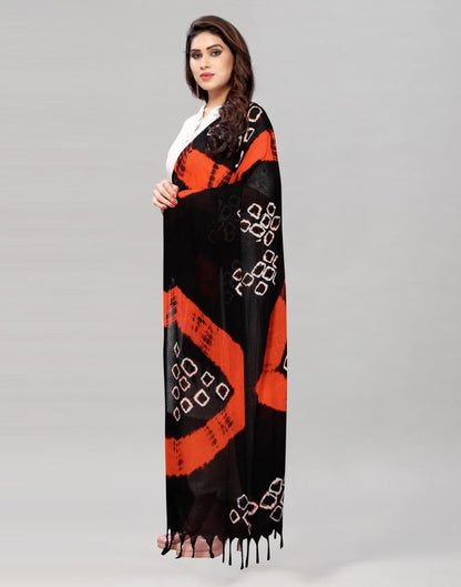 Black Coloured Cotton Plain Bandhani Printed Dupatta | Sudathi