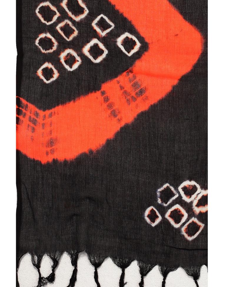 Black Coloured Cotton Plain Bandhani Printed Dupatta | Sudathi